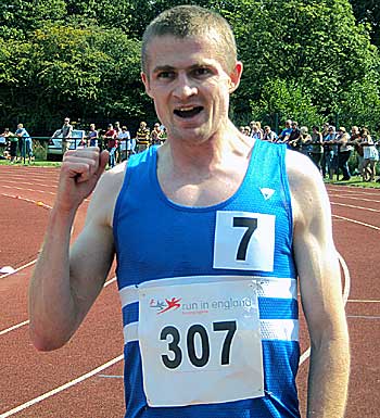 Peter Newton after winning the 10,000 mts at the Northern Inter-Counties on Saturday