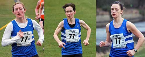Morpeths Womens A Team in action at 
the Durham Cathedral Relays